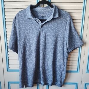 Indigo Blue Floral Print Polo Shirt